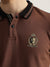 Iconic Men Brown Solid Polo Neck Short Sleeves T-Shirt