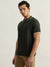 Iconic Men Olive Solid Polo Collar Short Sleeves T-Shirt