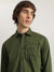 Iconic Men Olive Solid Spread Collar Full Sleeves Shirt