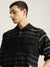 Iconic Men Black Checked Hooded Full Sleeves Shirt