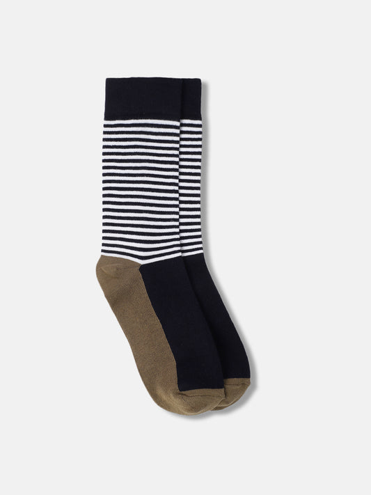 Iconic Men Multicolor Striped Calf Length Socks (Pack Of 1)