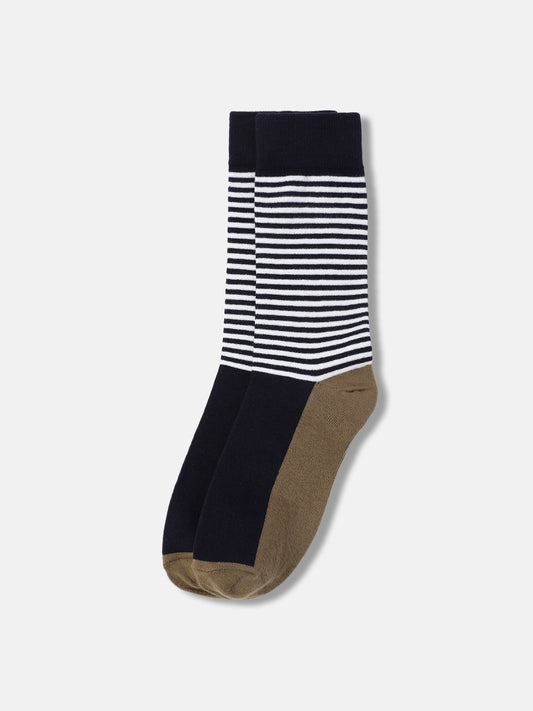 Iconic Men Multicolor Striped Calf Length Socks (Pack Of 1)