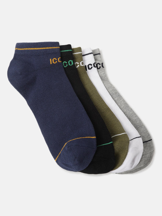 Iconic Men Multicolor Solid Ankle Length Socks (Pack Of 5)