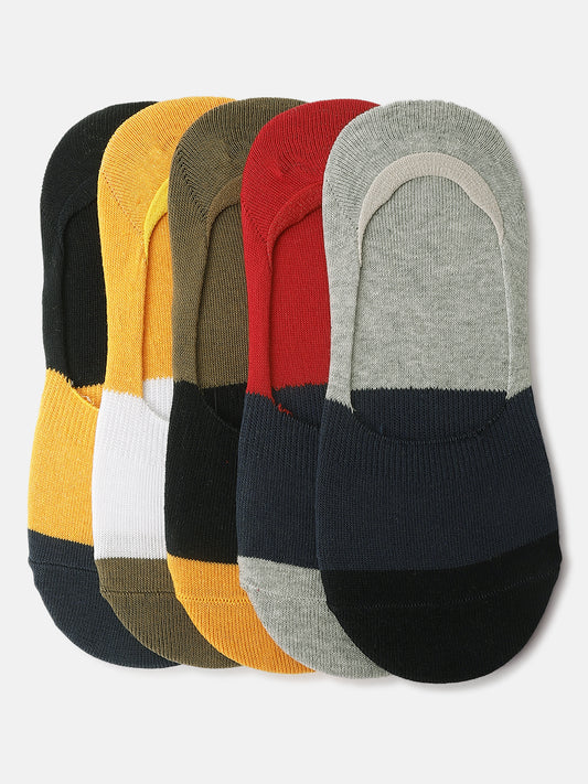 Iconic Men Multicolour Color-blocked Shoe-liner Socks (Pack of 5)