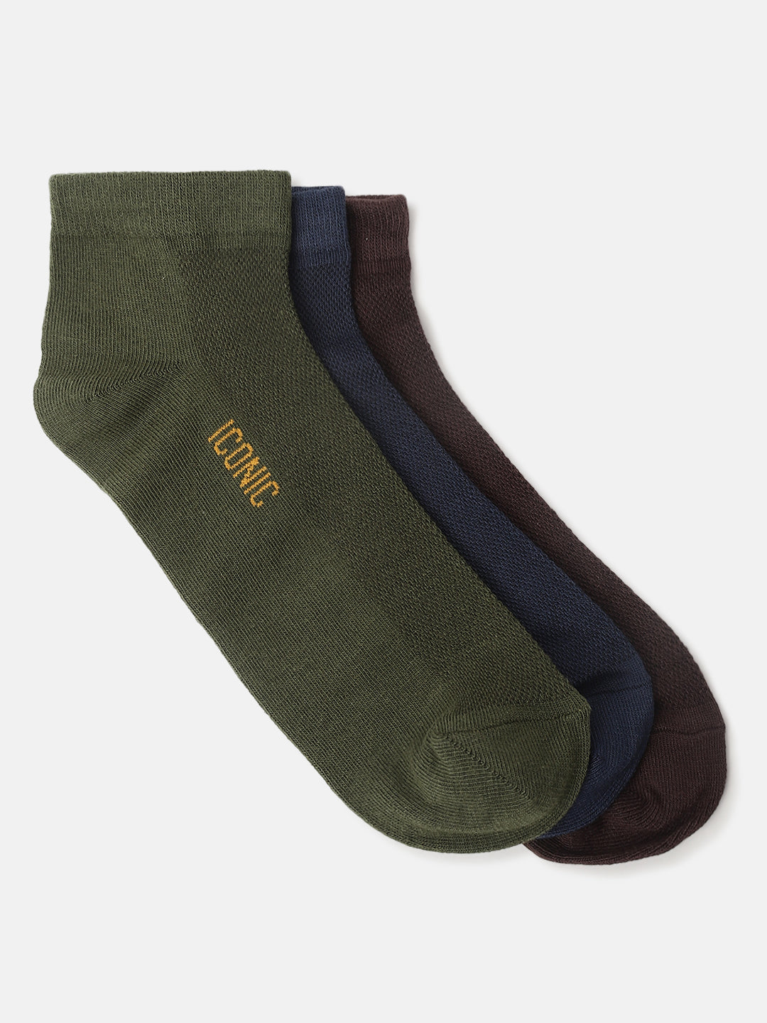 Iconic Men Multicolor Solid Ankle Length Socks (Pack Of 3)