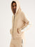 Iconic Men Beige Color-Blocked Hooded Full Sleeves Zip Through Sweatshirt