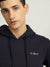 Iconic Men Navy Blue Solid Hooded Full Sleeves Sweatshirt