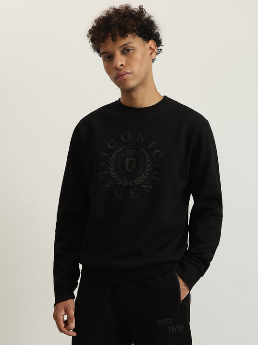 Iconic Men Printed Round Neck Full Sleeves Pullover Style Sweatshirt