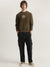 Iconic Men Olive Solid Round Neck Full Sleeves Pullover Style Sweatshirt