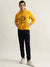 Iconic Men Mustard Embroidered Hooded Full Sleeves Sweatshirt