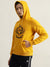 Iconic Men Mustard Embroidered Hooded Full Sleeves Sweatshirt