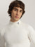 Iconic Men Off White Solid Turtle Neck Full Sleeves Pullover Style Sweater