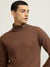 Iconic Men Brown Solid Turtle Neck Full Sleeves Pullover Style Sweater