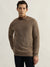 Iconic Men Brown Textured High Neck Full Sleeves Pullover Style Sweater