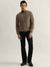 Iconic Men Brown Textured High Neck Full Sleeves Pullover Style Sweater