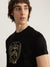 Iconic Men Black Printed Round Neck Short Sleeves T-Shirt