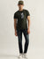 Iconic Men Olive Printed Round Neck Short Sleeves T-Shirt