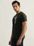 Iconic Men Olive Printed Round Neck Short Sleeves T-Shirt