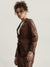 Iconic Women Brown Solid Notched Collar Full Sleeves Single Breasted Blazer