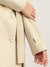 Iconic Women Beige Solid Notched Collar Full Sleeves Double Breasted Overcoat