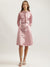 Iconic Women Pink Printed Tie-Up Neck Full Sleeves Shirt Dress