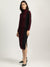 Iconic Women Red Striped Turtle Neck Full Sleeves Sweater Dress