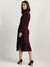 Iconic Women Red Striped Turtle Neck Full Sleeves Sweater Dress