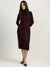 Iconic Women Red Striped Turtle Neck Full Sleeves Sweater Dress