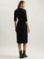 Iconic Women Black Solid Round Neck Full Sleeves Bodycon Dress