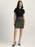 Iconic Women Black Color-Blocked Collar Neck Short Sleeves Bodycon Dress