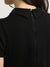 Iconic Women Black Color-Blocked Collar Neck Short Sleeves Bodycon Dress