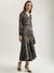 Iconic Women Multi Printed V-Neck Full Sleeves Wrap Dress