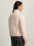 Iconic Women Pink Solid Stand Collar Full Sleeves Quilted Jacket