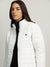 Iconic Women White Solid Stand Collar Full Sleeves Puffer Jacket