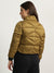 Iconic Women Gold Solid Stand Collar Full Sleeves Puffer Jacket