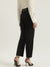 Iconic Women Black Solid Regular Fit High-Rise Flat Front Trouser