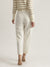 Iconic Women Off White Solid Regular Fit Double-Pleated Trouser