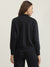 Iconic Women Navy Blue Solid High Neck Full Sleeves Pullover Style Sweatshirt