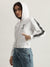 Iconic Women White Solid Hooded Full Sleeves Zip Through Sweatshirt