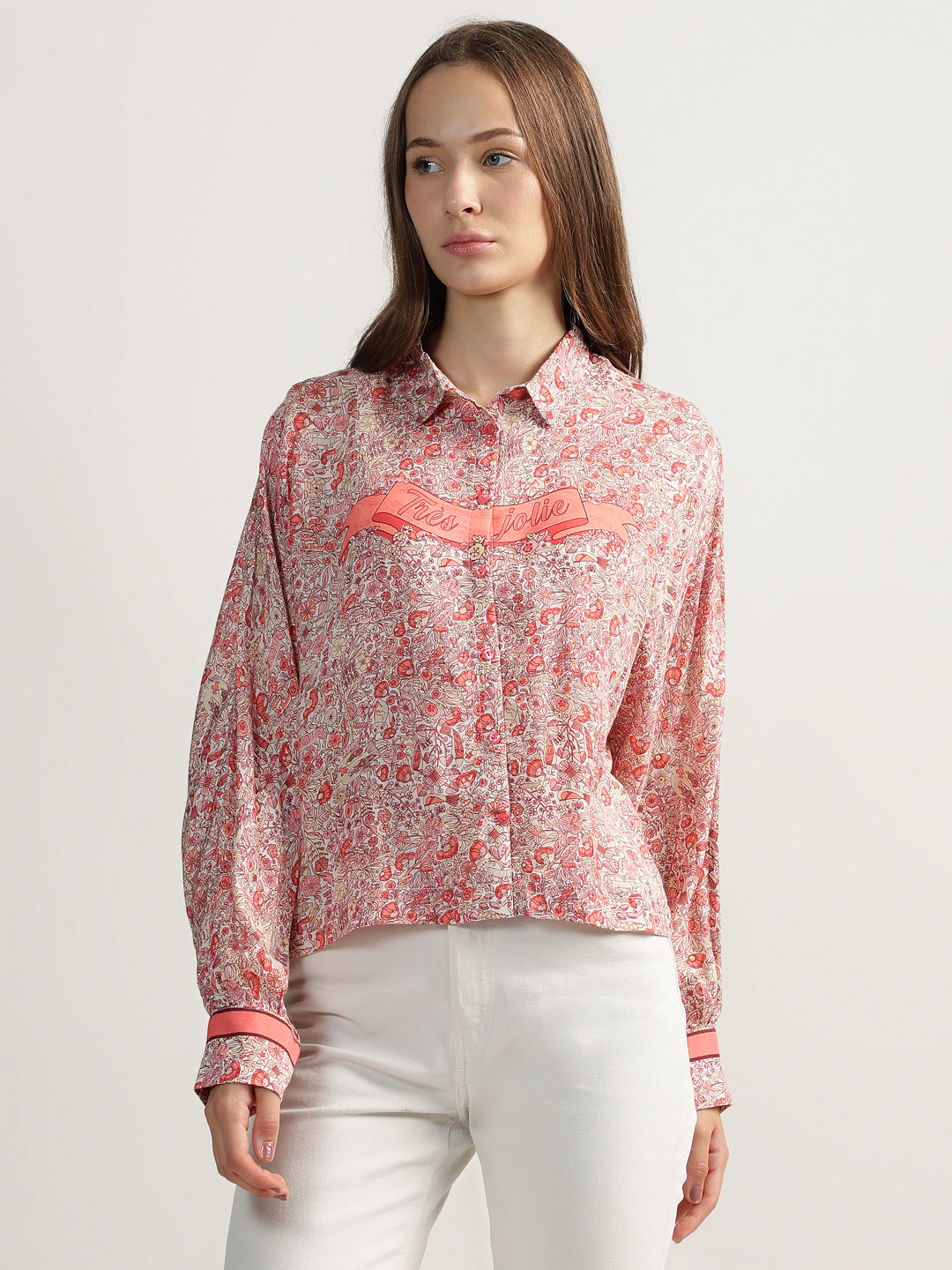 Iconic Women Multi Printed Spread Collar Full Sleeves Shirt