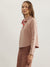 Iconic Women Peach Solid Spread Collar Full Sleeves Top