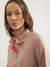 Iconic Women Peach Solid Spread Collar Full Sleeves Top