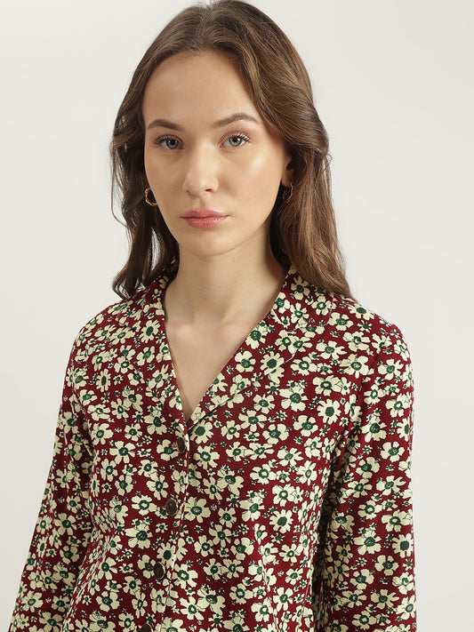 Iconic Women Multi Printed Notched Lapel Collar Full Sleeves Single Breasted Blazer