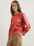 Iconic Women Rust Printed Round Neck Full Sleeves Top