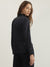 Iconic Women Navy Blue Solid Spread Collar Full Sleeves Shirt Style Top