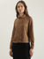 Iconic Women Brown Solid Spread Collar Full Sleeves Shirt