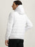 Lindbergh Men White Solid Hooded Full Sleeves Puffer Jacket