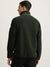 Lindbergh Men Green Solid Stand Collar Full Sleeves Fleece Jacket