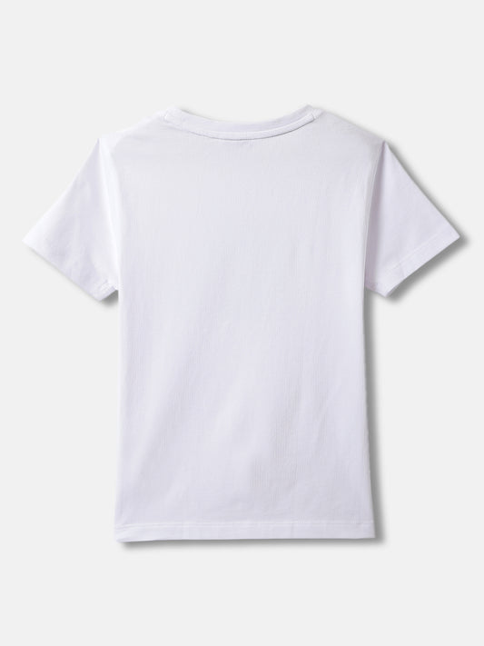 Antony Morato Boys White Printed Round Neck Short Sleeves T-shirt