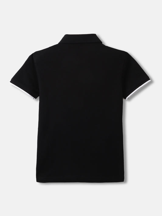 Antony Morato Boys Black Solid Polo Collar Short Sleeves T-shirt